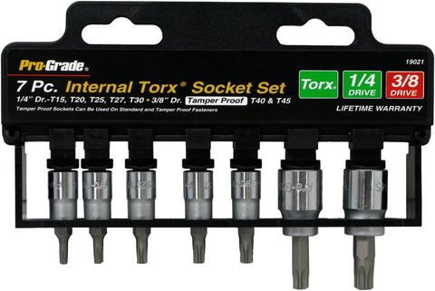 Pro-Grade Tools 7 PC. 1/4&#34; X 3/8&#34; DR. TORX SOCKET SET,19021
