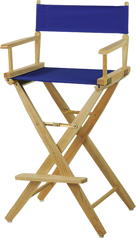 Extra-Wide Premium 30 Directors Chair Natural Frame W/Royal Blue Color Cover