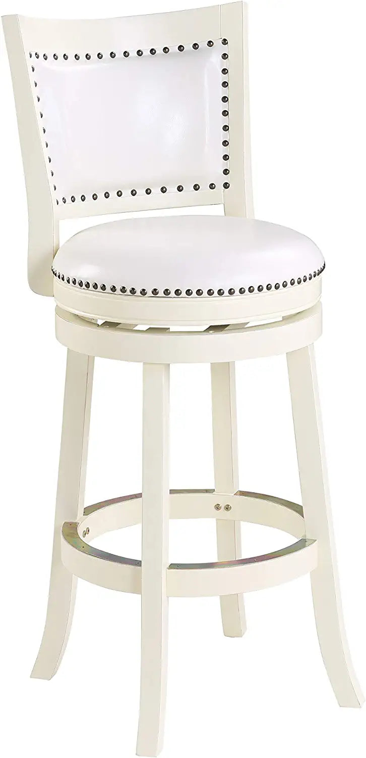 Boraam Bristol Bar Height Swivel Stool, 29-Inch, Distressed White