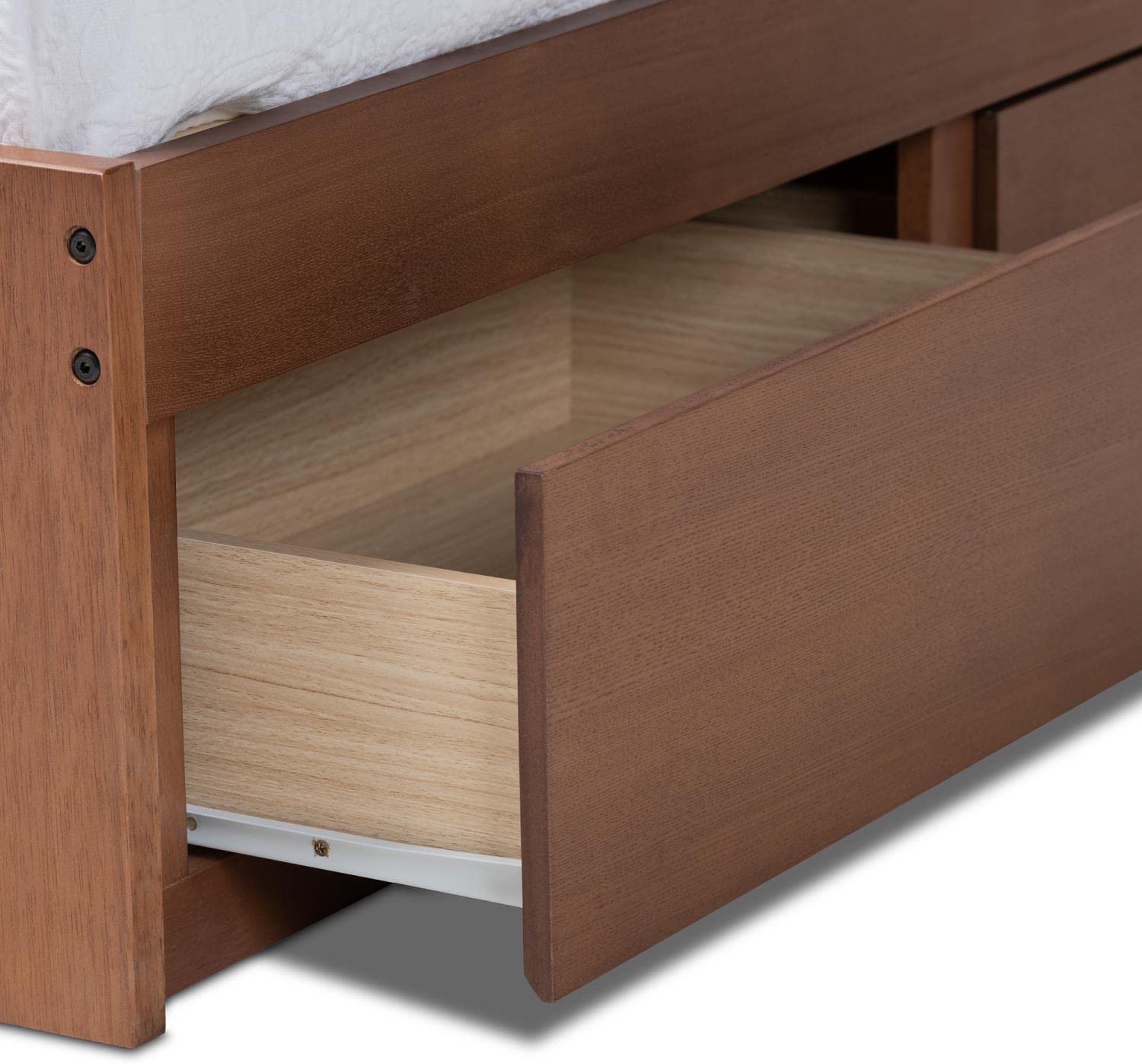 Baxton Studio Wren Modern and Contemporary Walnut Finished 3-Drawer King Size Platform Storage Bed Frame