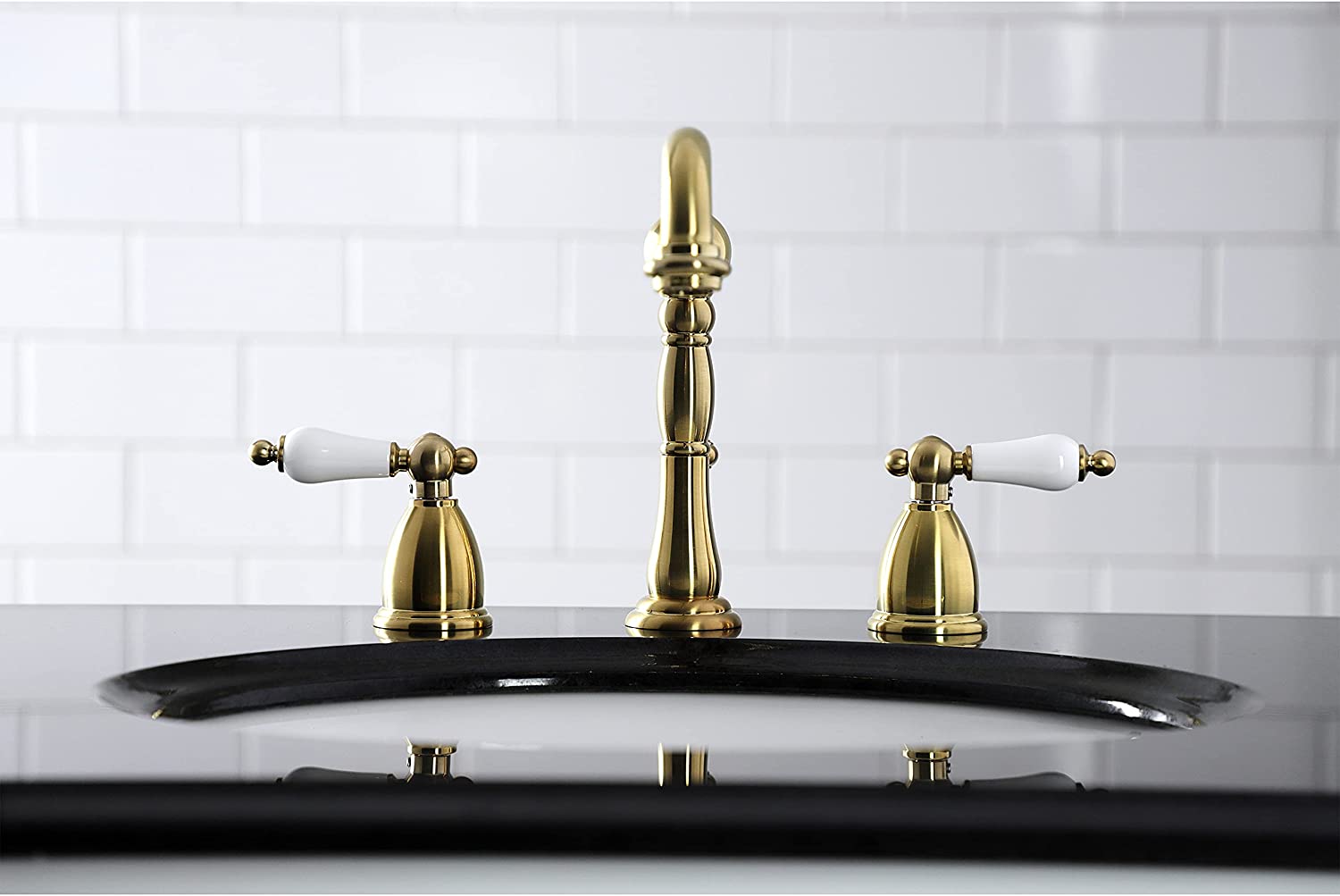 Kingston Brass KB1977PL 8 in. Widespread Bathroom Faucet, Brushed Brass