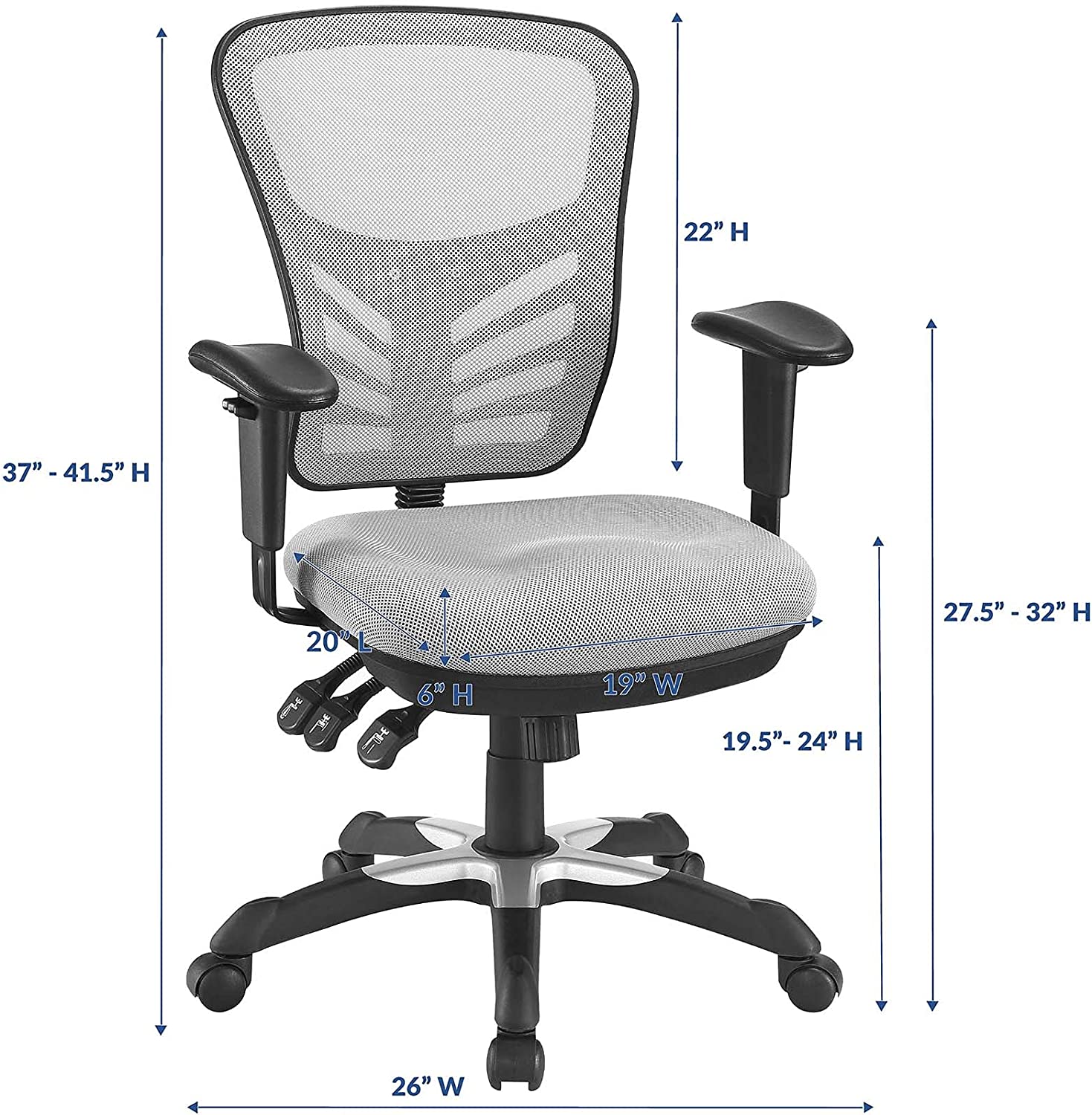 Modway EEI-757-GRY Articulate Ergonomic Mesh Office Chair in Gray