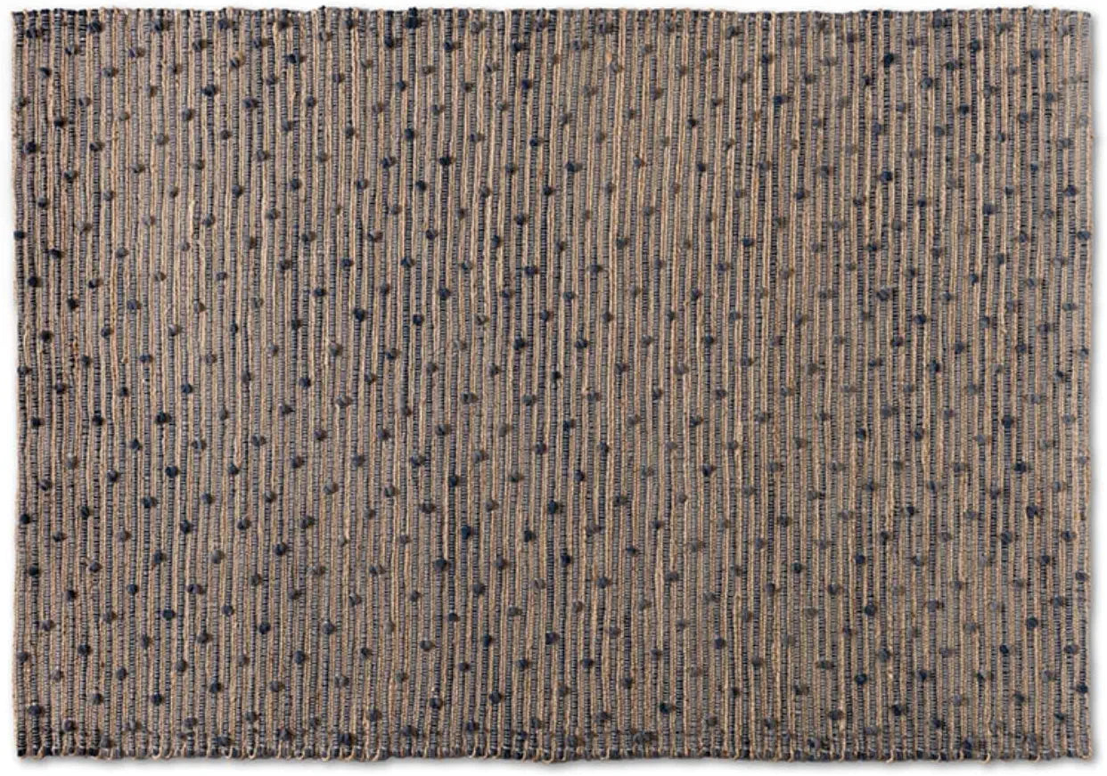 Baxton Studio Berries Modern and Contemporary Natural Brown and Blue Handwoven Jute Blend Area Rug