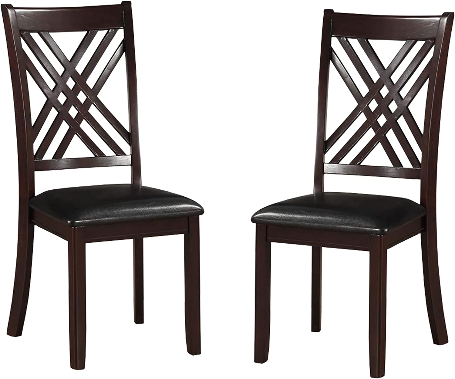 Acme Furniture Side Chair, Black PU &amp; Espresso