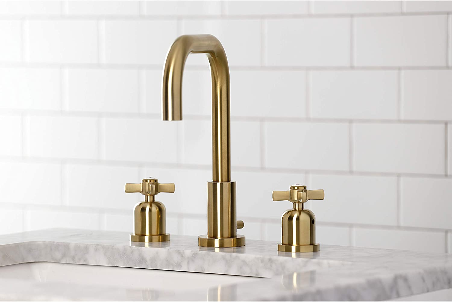 Kingston Brass FSC8933ZX Millennium Widespread Bathroom Faucet, Brushed Brass