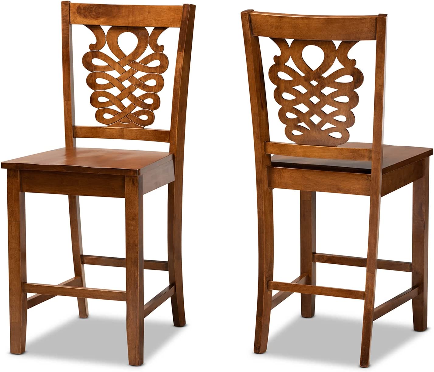 Baxton Studio Gervais Modern and Contemporary Transitional Walnut Brown Finished Wood 2-Piece Counter Stool Set