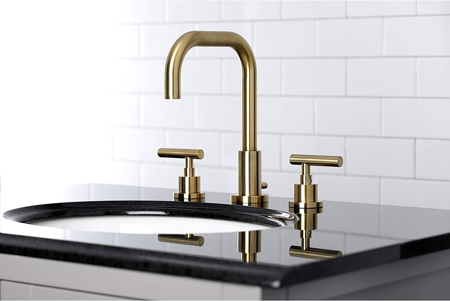 Kingston Brass FSC8933CML Manhattan Widespread Bathroom Faucet, Brushed Brass