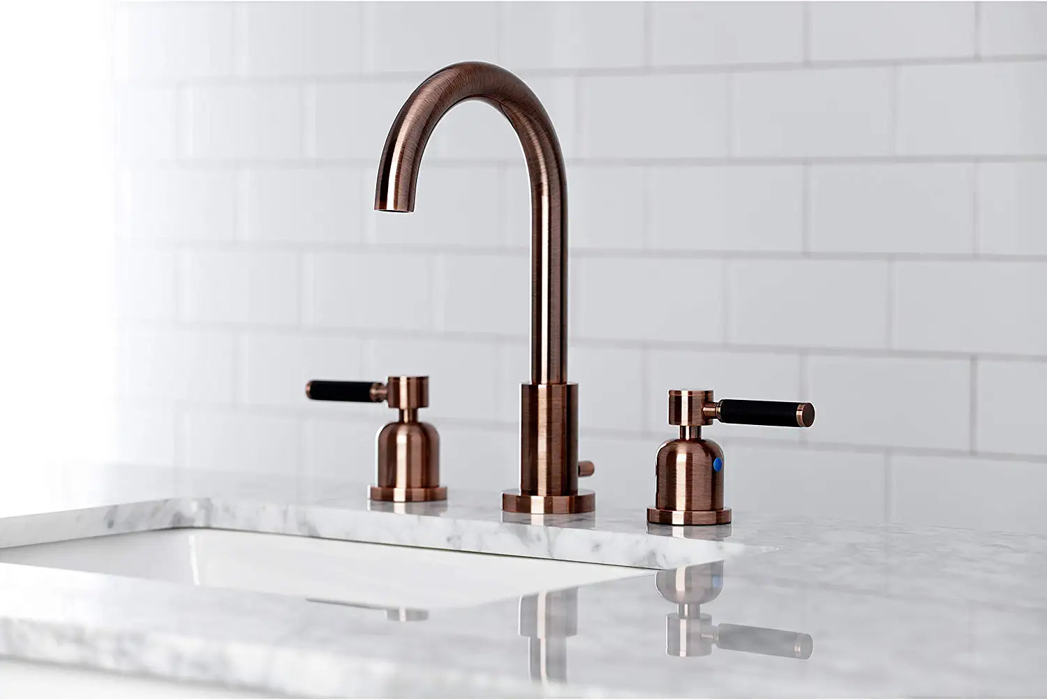 Kingston Brass FSC892DKLAC Kaiser Widespread Bathroom Faucet, Antique Copper