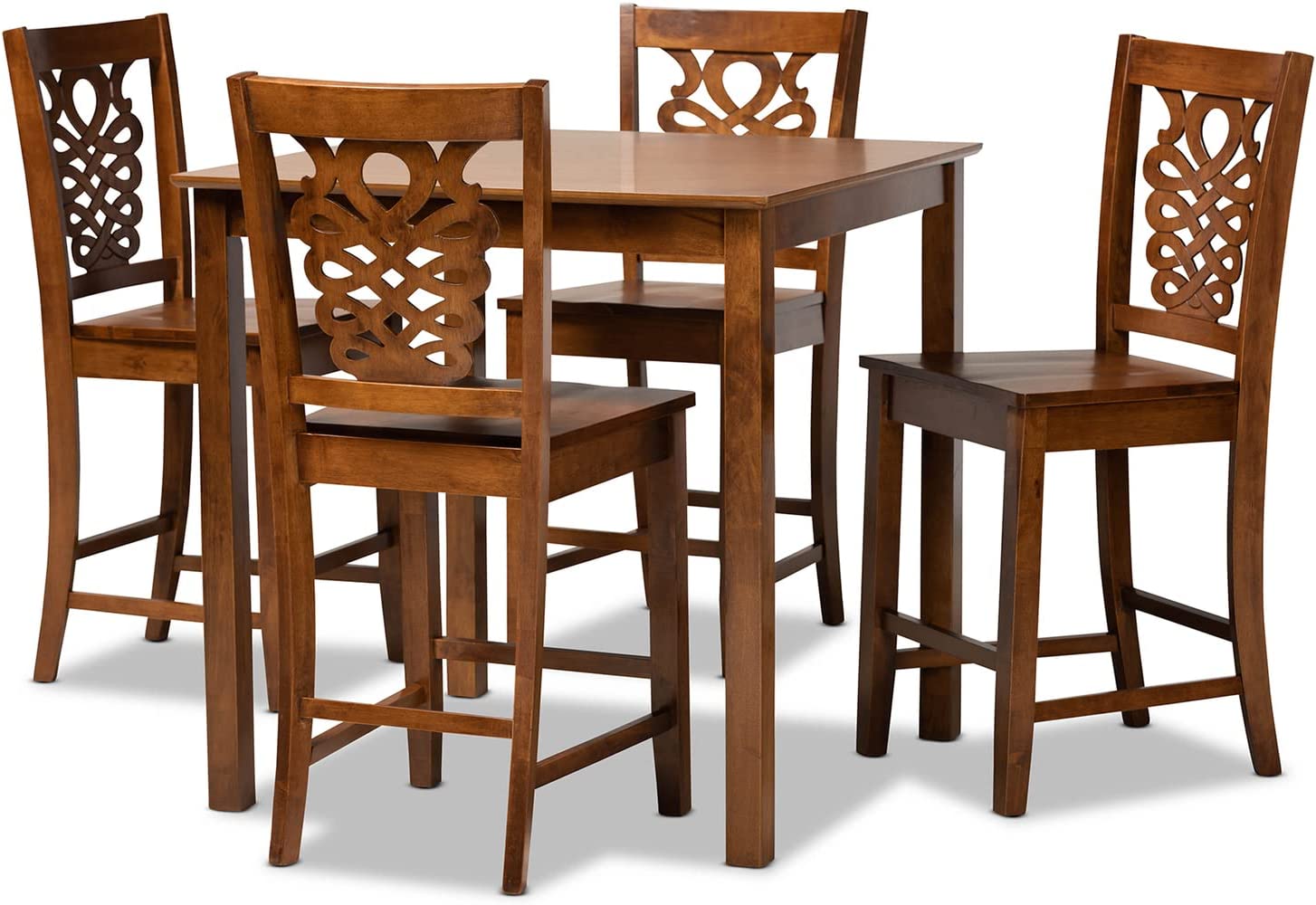 Baxton Studio Gervais Modern and Contemporary Transitional Walnut Brown Finished Wood 5-Piece Pub Set