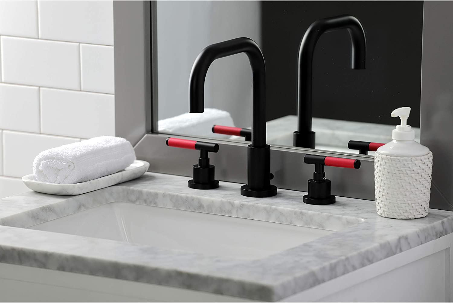 Kingston Brass FSC8930CKL Kaiser Widespread Bathroom Faucet, Matte Black