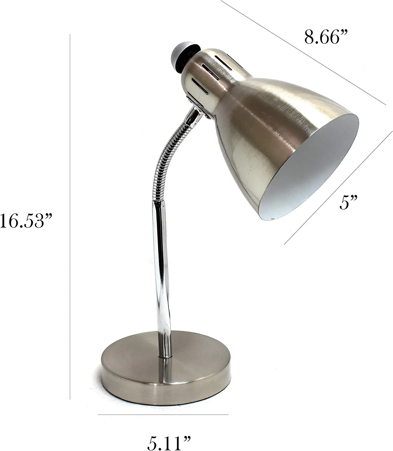 Simple Designs LD1037-BSN Semi Flexible Desk Lamp, Brushed Nickel