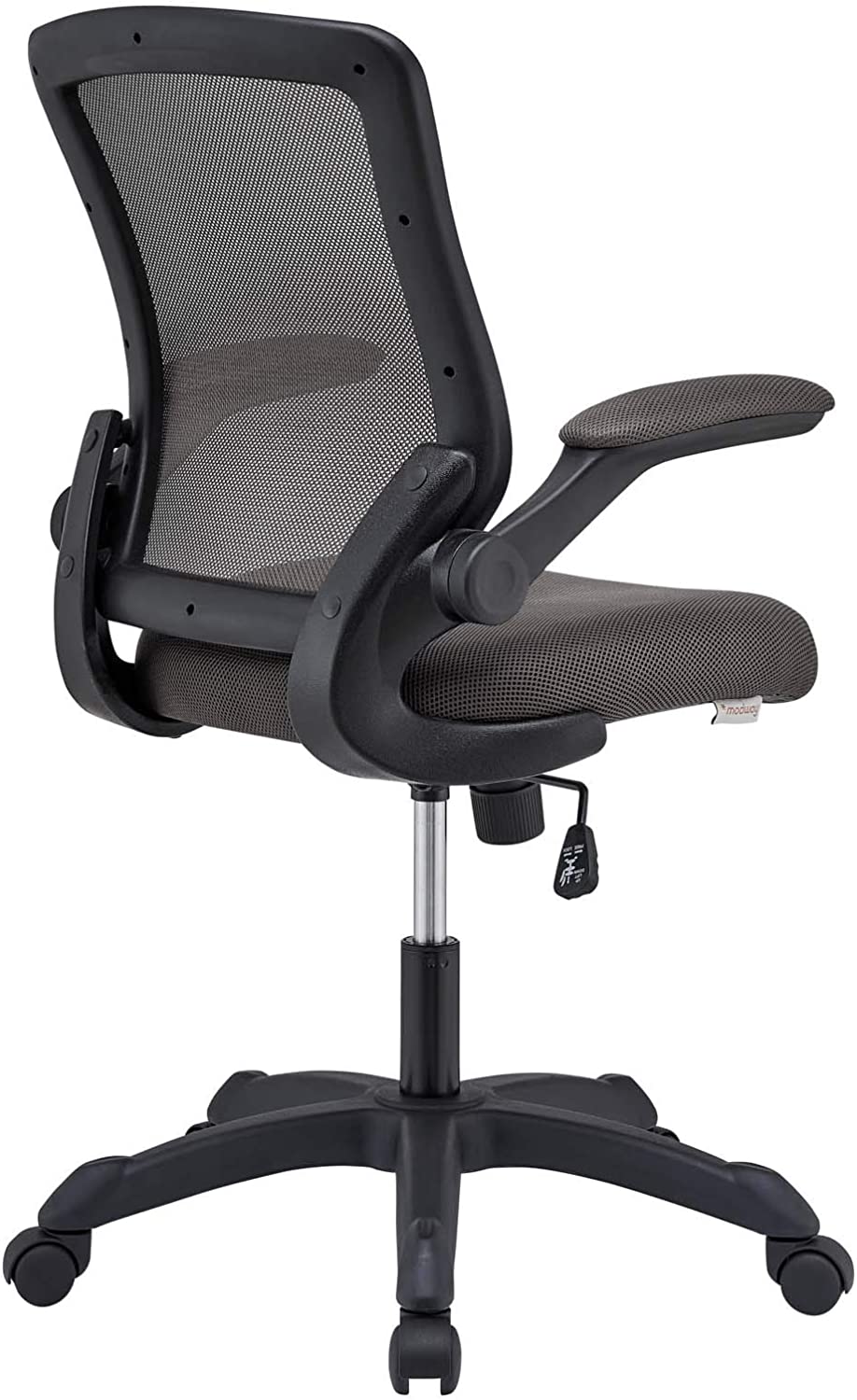 Modway Veer Office Chair with Mesh Back and Vinyl Seat With Flip-Up Arms in Brown