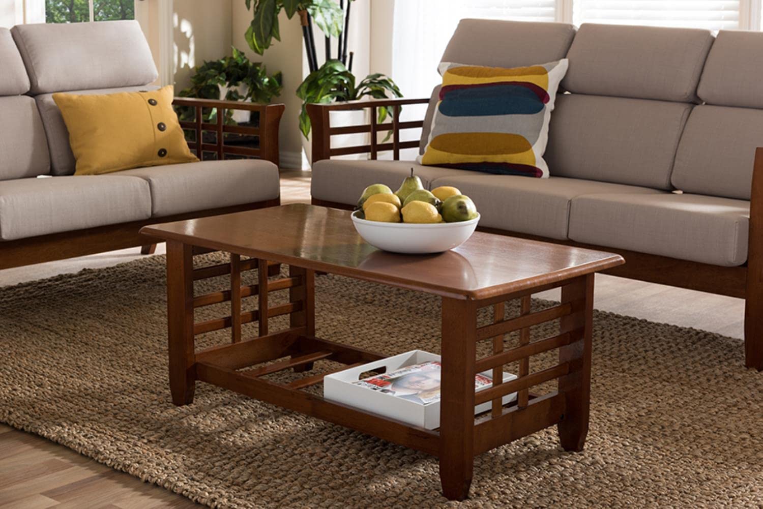 Baxton Studio Larissa Modern Classic Mission Style Living Room Occasional Coffee Table Cherry Brown/Contemporary