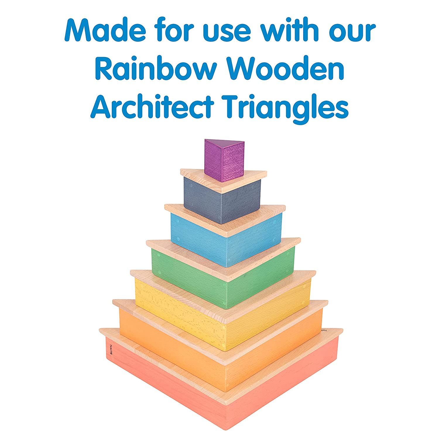 TickiT Natural Architect Panels - Triangles - Set of 6 - Build and Stack - Open-ended Play for Kids - Wooden Toys for Toddlers and Preschoolers