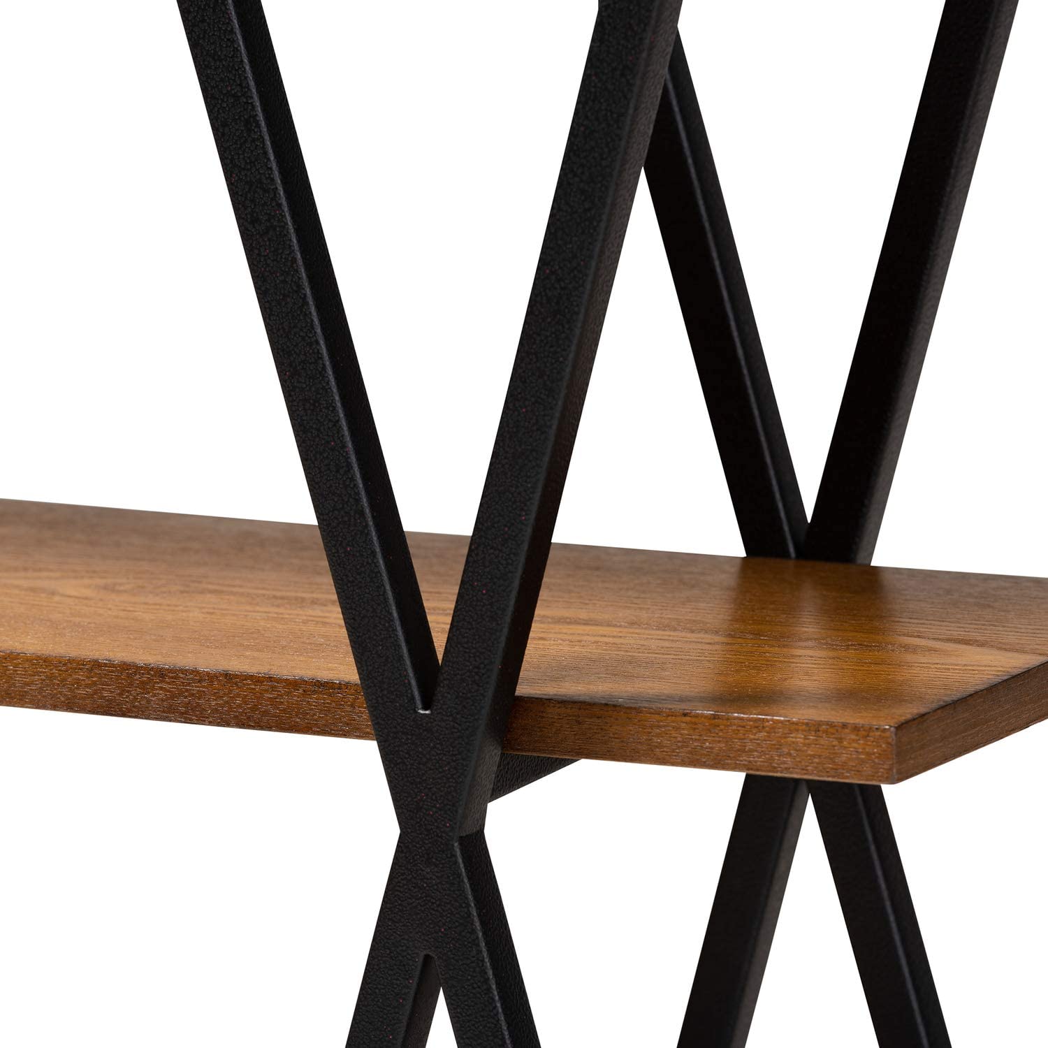 Baxton Studio Norton Rustic and Industrial Walnut Brown Finished Wood and Black Finished Metal Console Table