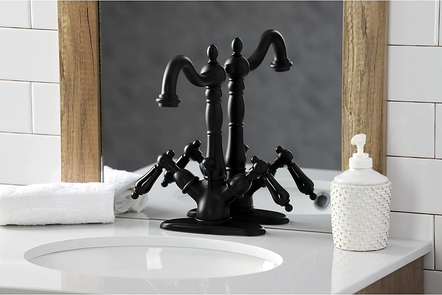 Kingston Brass KS1430PKL Duchess Bathroom Faucet, Matte Black