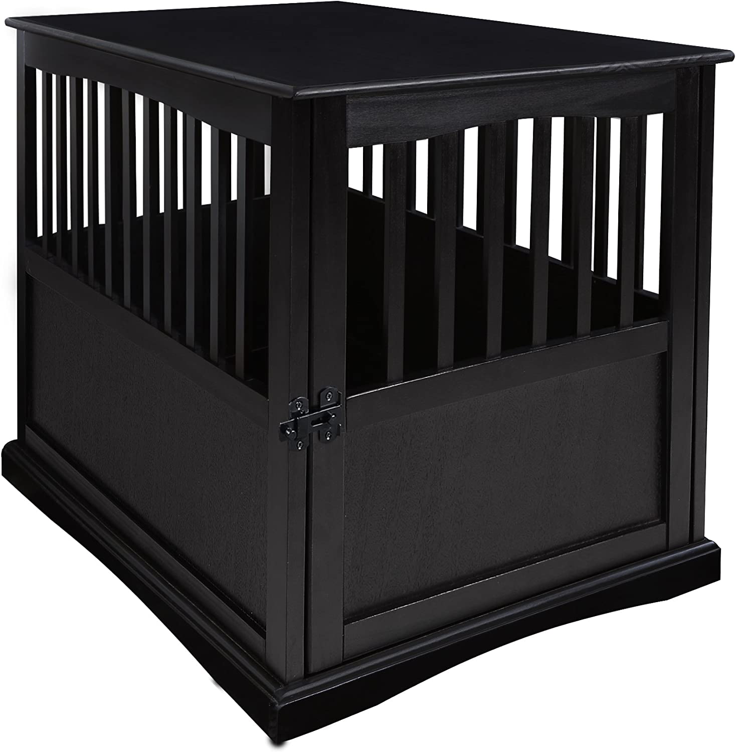 Casual Home Wooden Large Pet Crate, End Table, Black