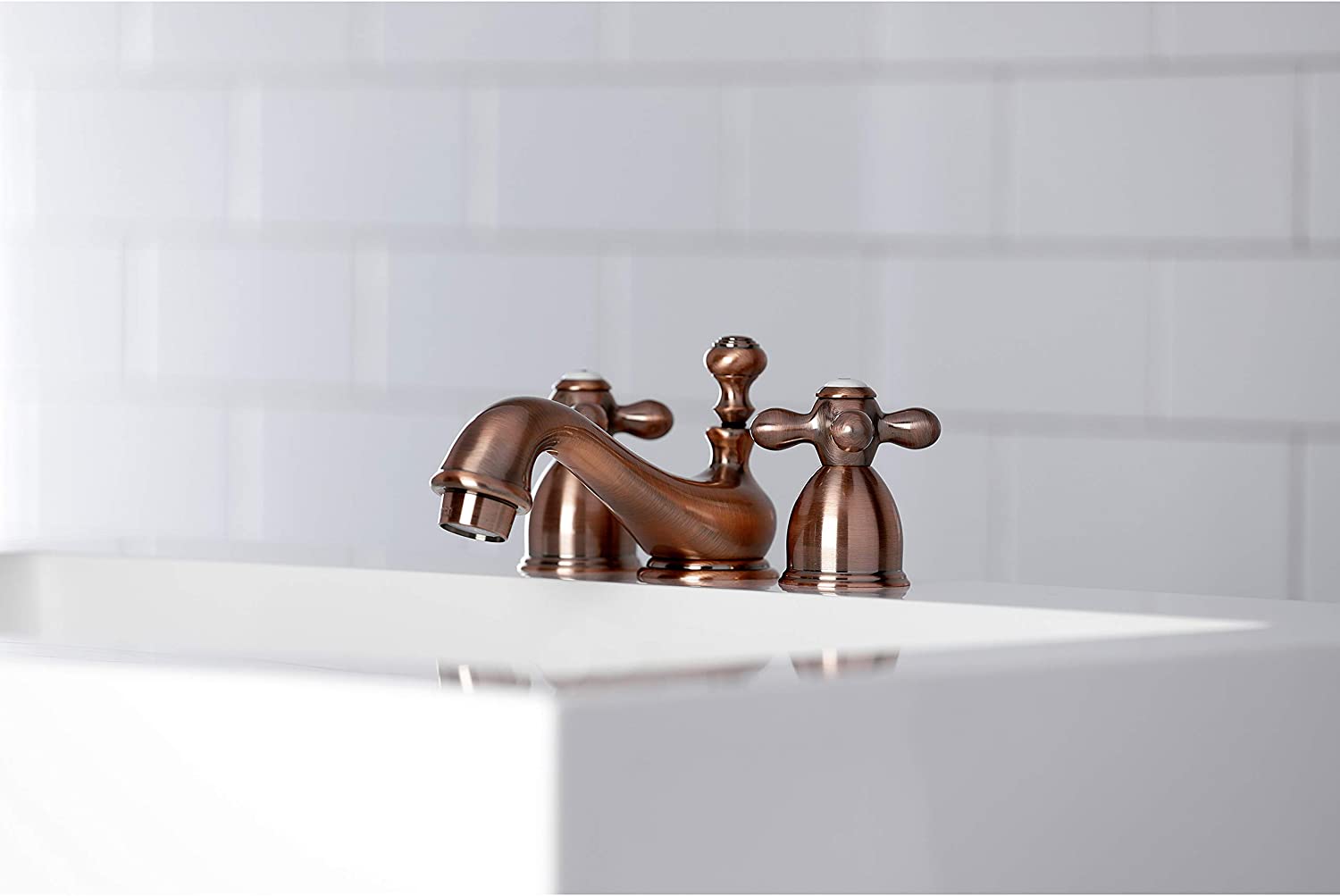 Kingston Brass KS395AXAC Restoration Mini-Widespread Bathroom Faucet, Antique Copper