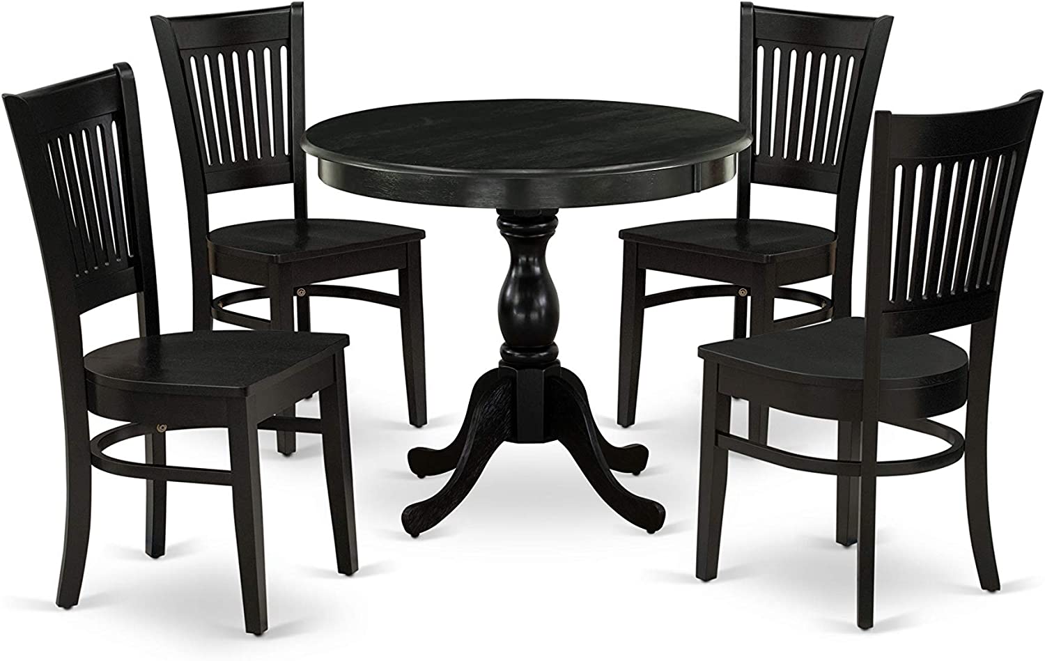 East West Furniture AMVA5-LWH-W Dining Set, Regular