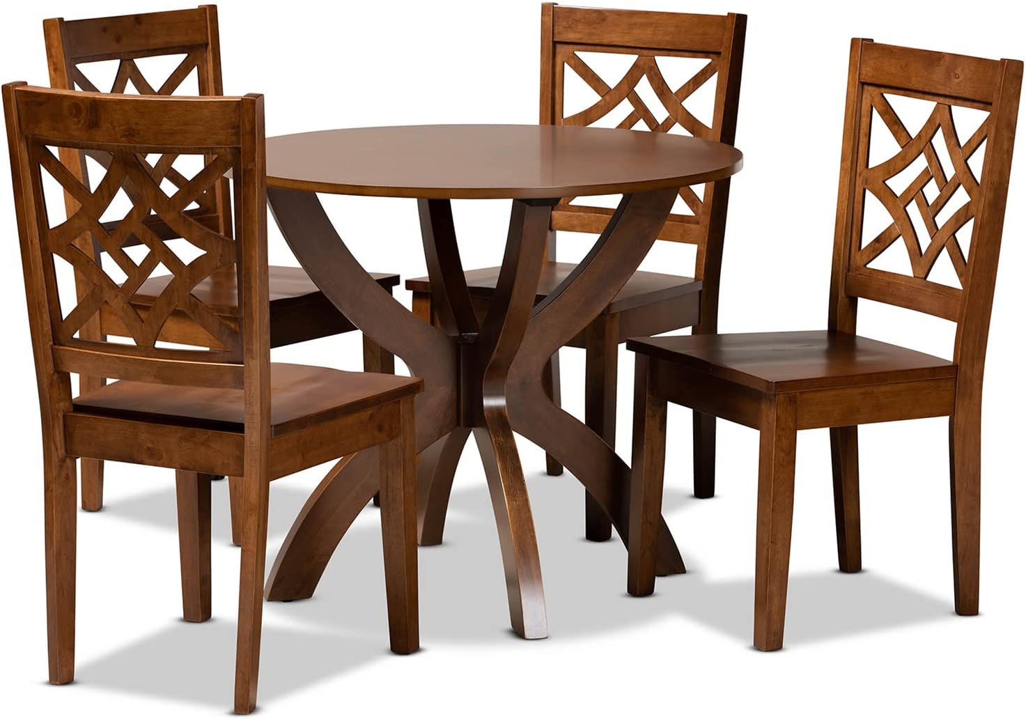 Baxton Studio Anila Modern and Contemporary Walnut Brown Finished Wood 5-Piece Dining Set