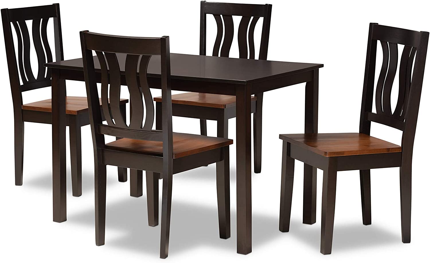 Baxton Studio Zamira Modern and Contemporary Transitional Two-Tone Dark Brown and Walnut Brown Finished Wood 5-Piece Dining Set