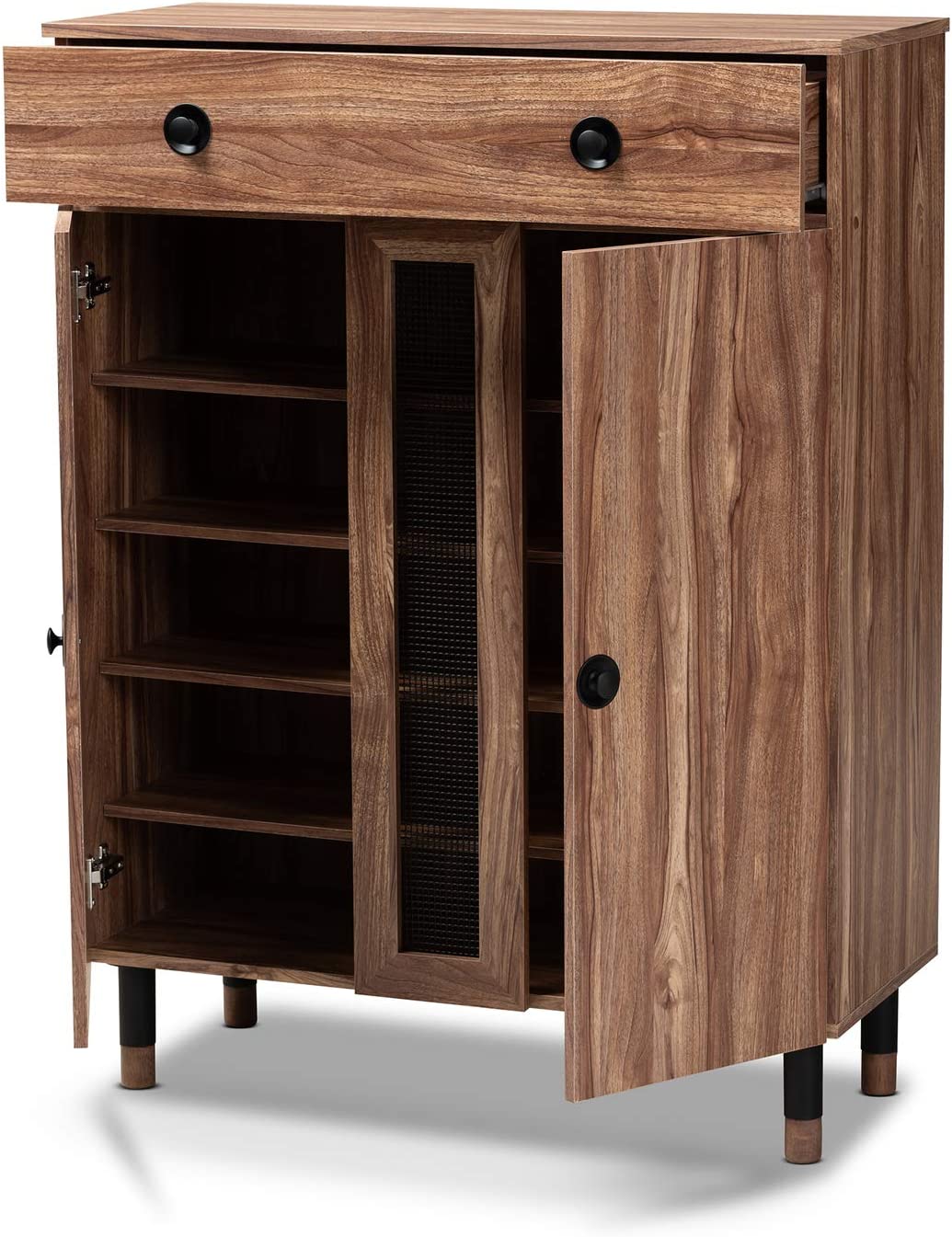 Baxton Studio Valina Modern and Contemporary 2-Door Wood Entryway Shoe Storage Cabinet with Drawer