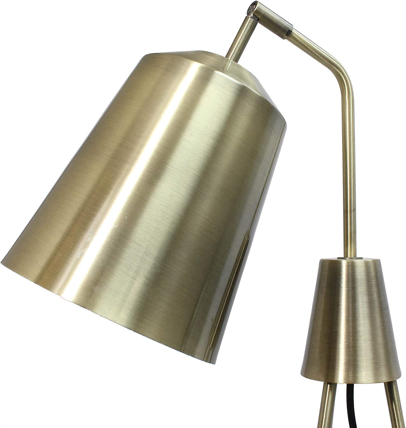 Lalia Home Decorative Industrial 1 Light Tripod Floor Lamp with Interior White Spotlight, Antique Brass