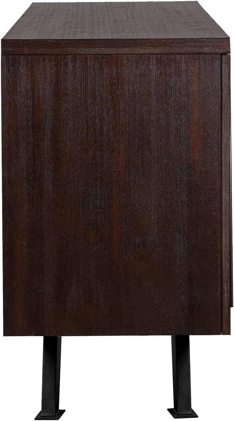 Armen Living Pirate Brown Acacia Sideboard Cabinet, 78.7&#34; Wide, Coffee Bean Brush/Natural Black