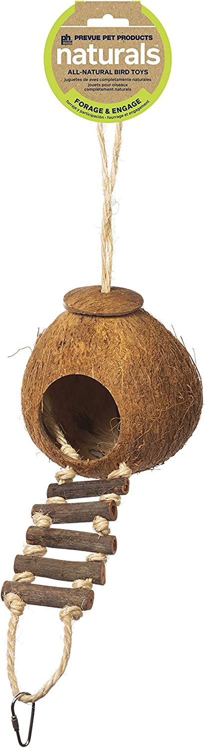 Prevue Hendryx 62801 Naturals Coco Hideaway with Ladder Bird Toy,1 Count (Pack of 1)