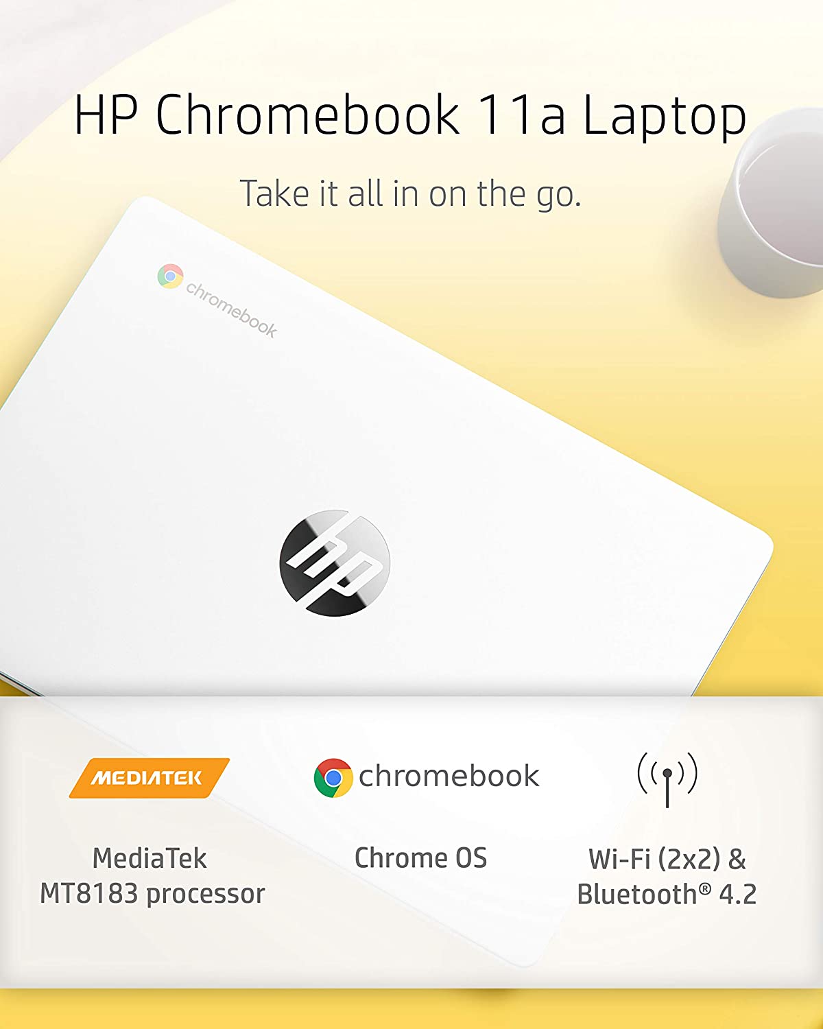 HP Chromebook 11-inch Laptop - MediaTek - MT8183 - 4 GB RAM - 32 GB eMMC Storage - 11.6-inch HD IPS Touchscreen - with Chrome OS√É¬¢√¢‚Ç¨≈æ√Ç¬¢ - (11a-na0050nr, 2020 model, Snow White)