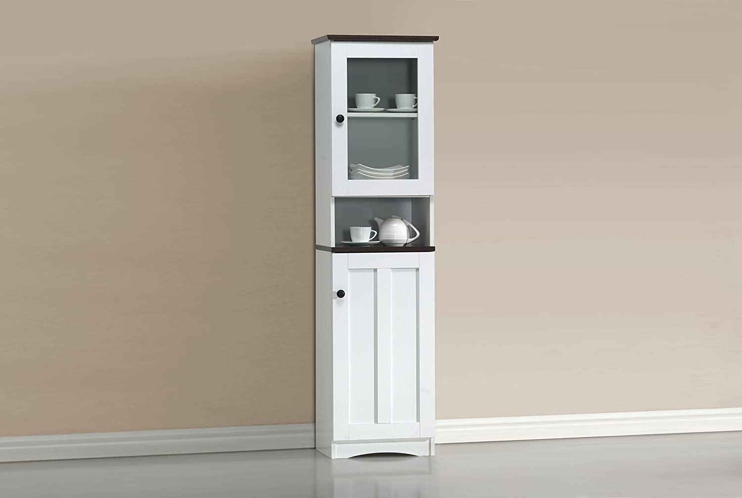 Baxton Studio DR 883300-White/Wenge Cabinet, White/Dark Brown