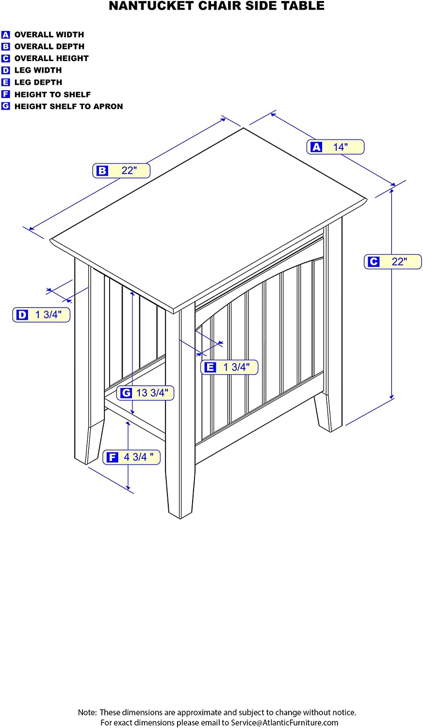 AFI Nantucket Chair Side Table, (22&#34; x 14&#34;), Driftwood