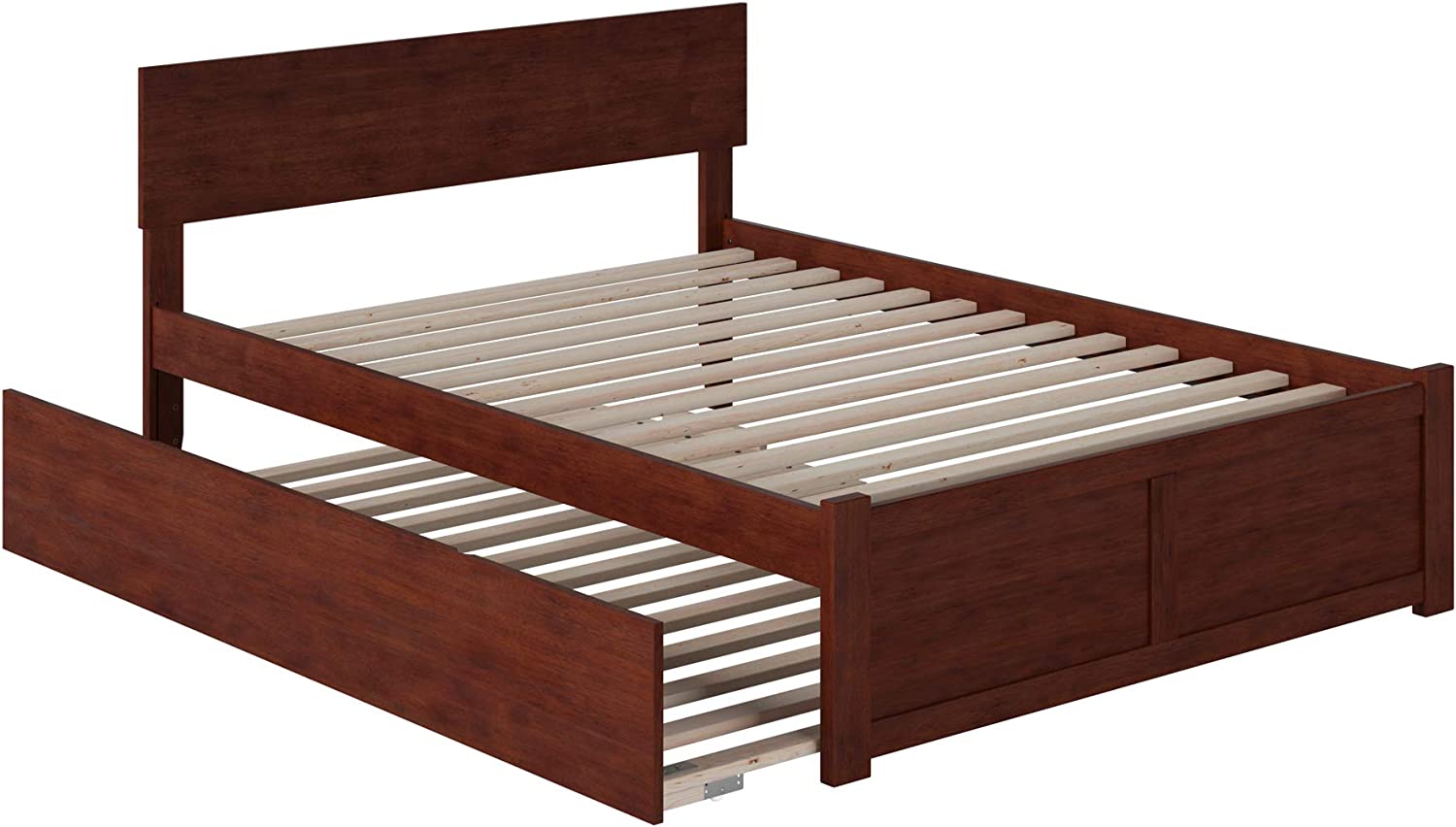 AFI Orlando Platform Flat Panel Foot Board and Full Size Urban Trundle Bed, Walnut