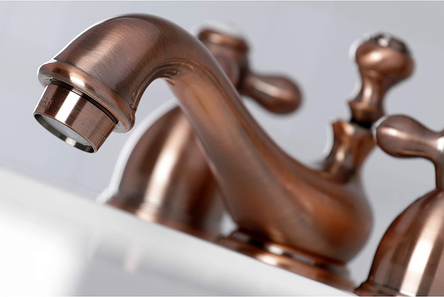 Kingston Brass KS395AXAC Restoration Mini-Widespread Bathroom Faucet, Antique Copper