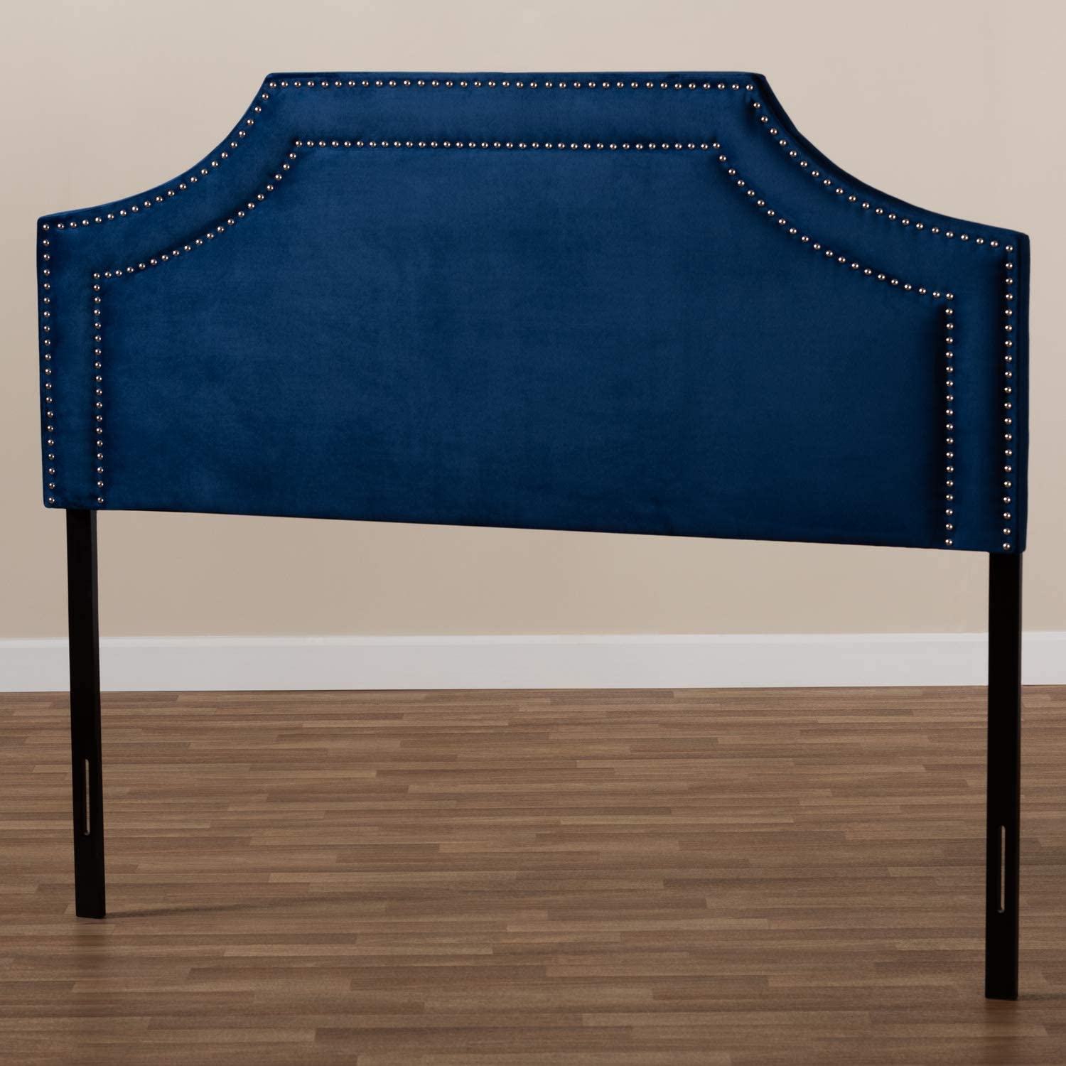 Baxton Studio Avignon Modern and Contemporary Navy Blue Velvet Fabric Upholstered King Size Headboard