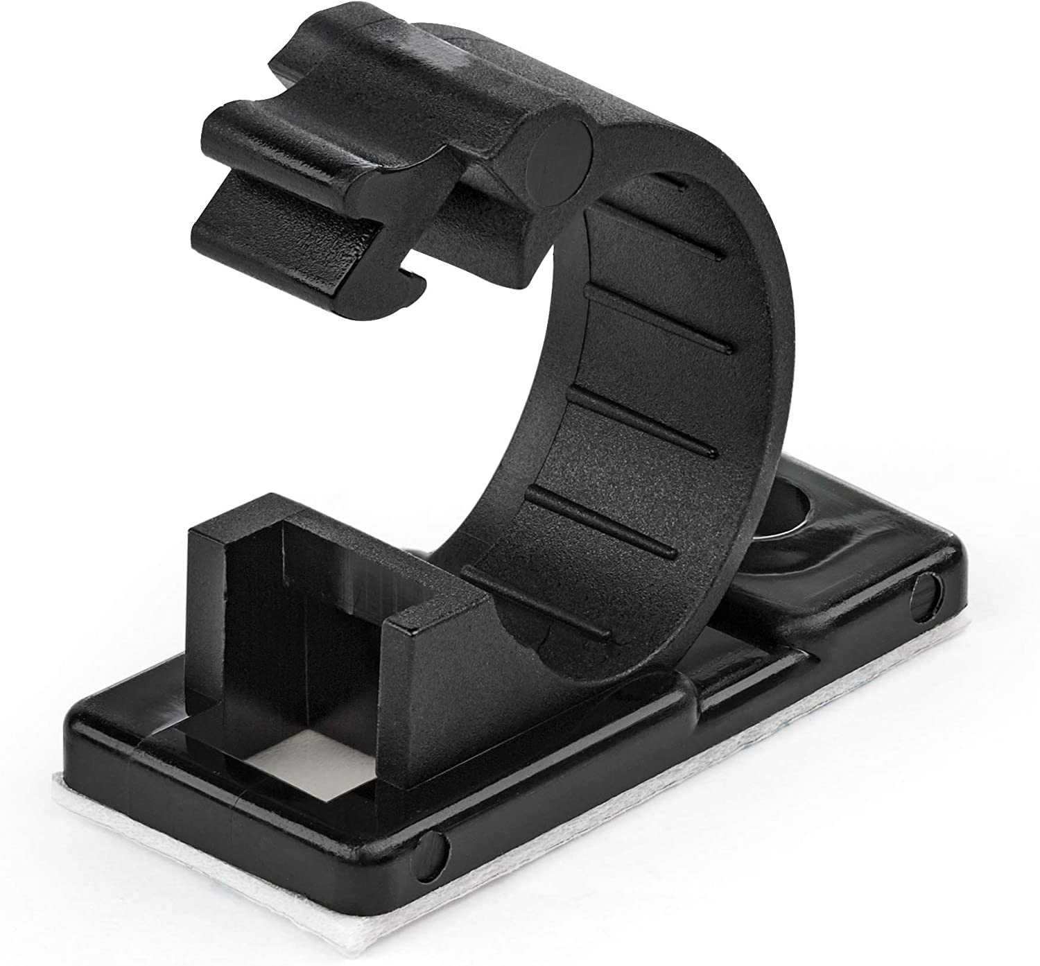 StarTech.com 100 Adhesive Cable Management Clips Black - Network/Ethernet/Office Desk/Computer Cord Organizer - Sticky Cable/Wire Holders - Nylon Self Adhesive Clamp UL/94V-2 Fire Rated (CBMCC2)