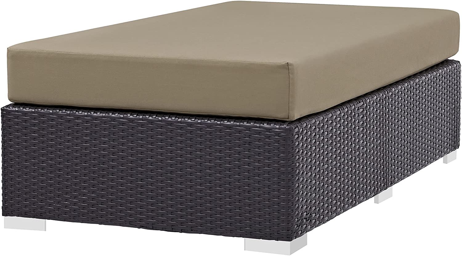 Modway Convene Wicker Rattan Outdoor Patio Rectangle Ottoman in Espresso Mocha