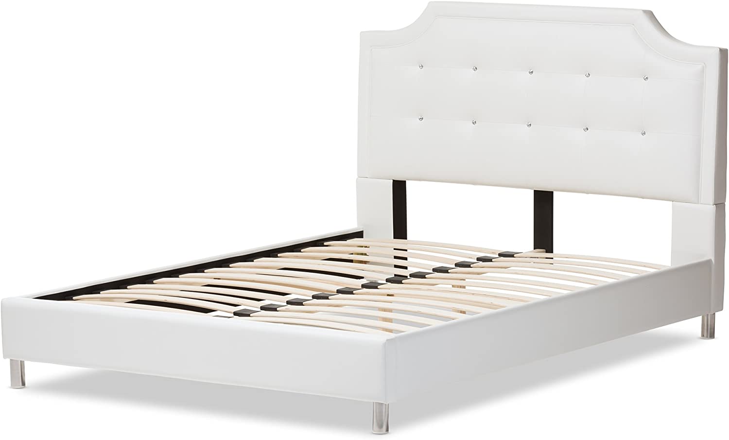 Baxton Studio Carlotta White Modern Bed with Upholstered Headboard - King Size