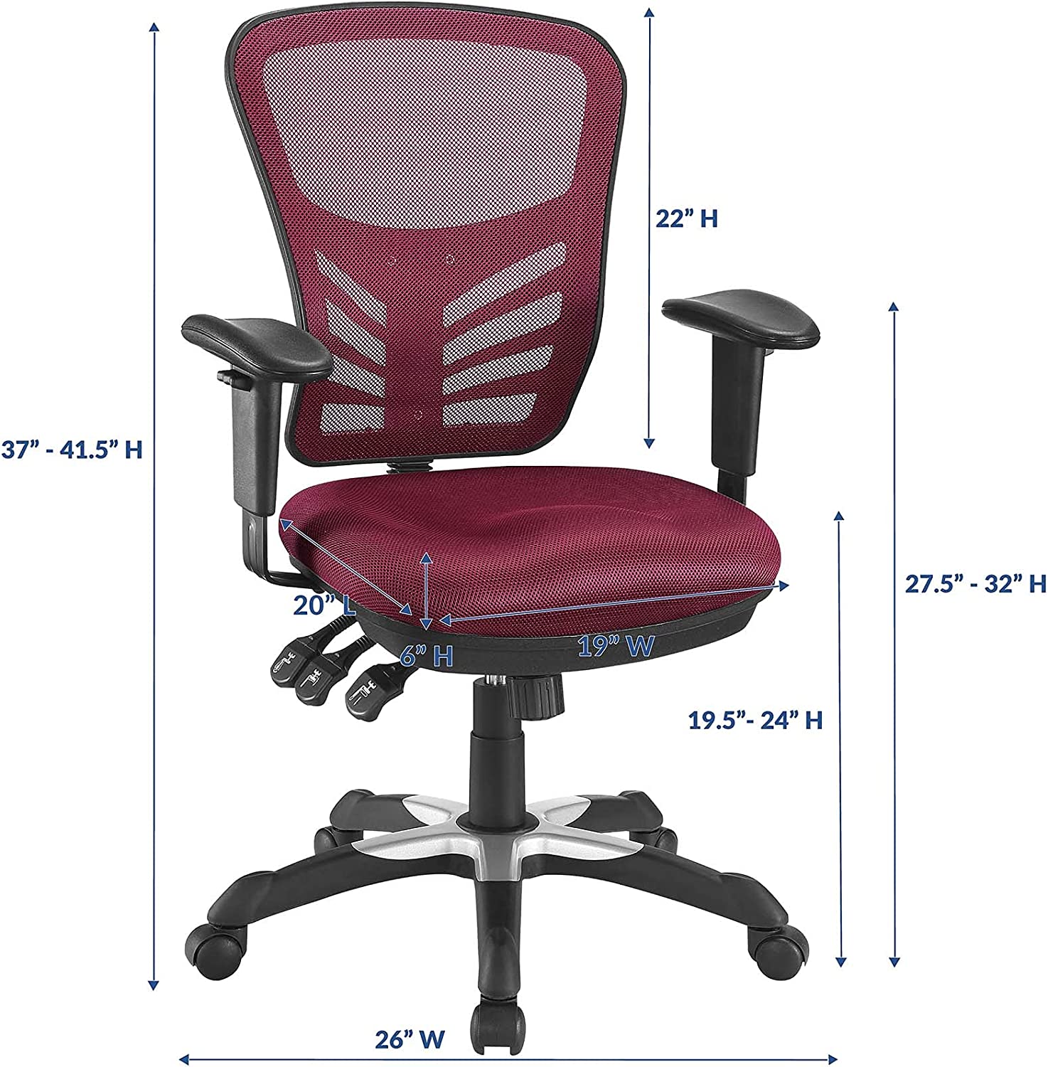 Modway Articulate Ergonomic Mesh Office Chair in Red