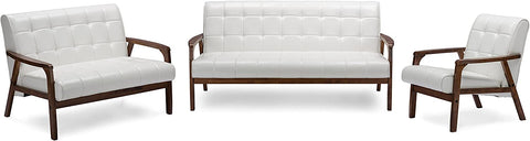 Baxton Studio 3 Piece Mid-Century Masterpieces Living Room Set, White