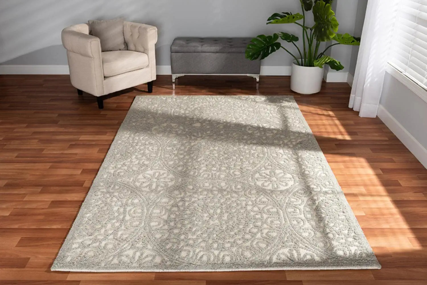 Baxton Studio Borneo Modern and Contemporary Grey Hand-Tufted Wool Area Rug