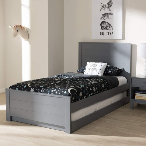 Baxton Studio Catalina Twin Platform Bed Grey/Twin//Light Wood/Mission/Rubber Wood/Poplar/LVL