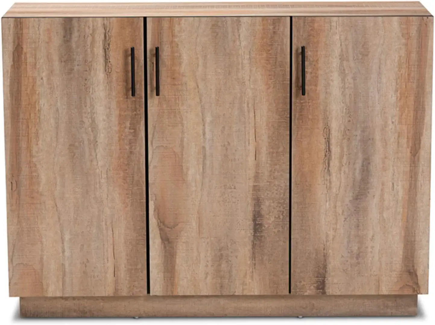 Baxton Studio Patton Modern and Contemporary Natural Oak Finished Wood 3-Door Dining Room Sideboard Buffet