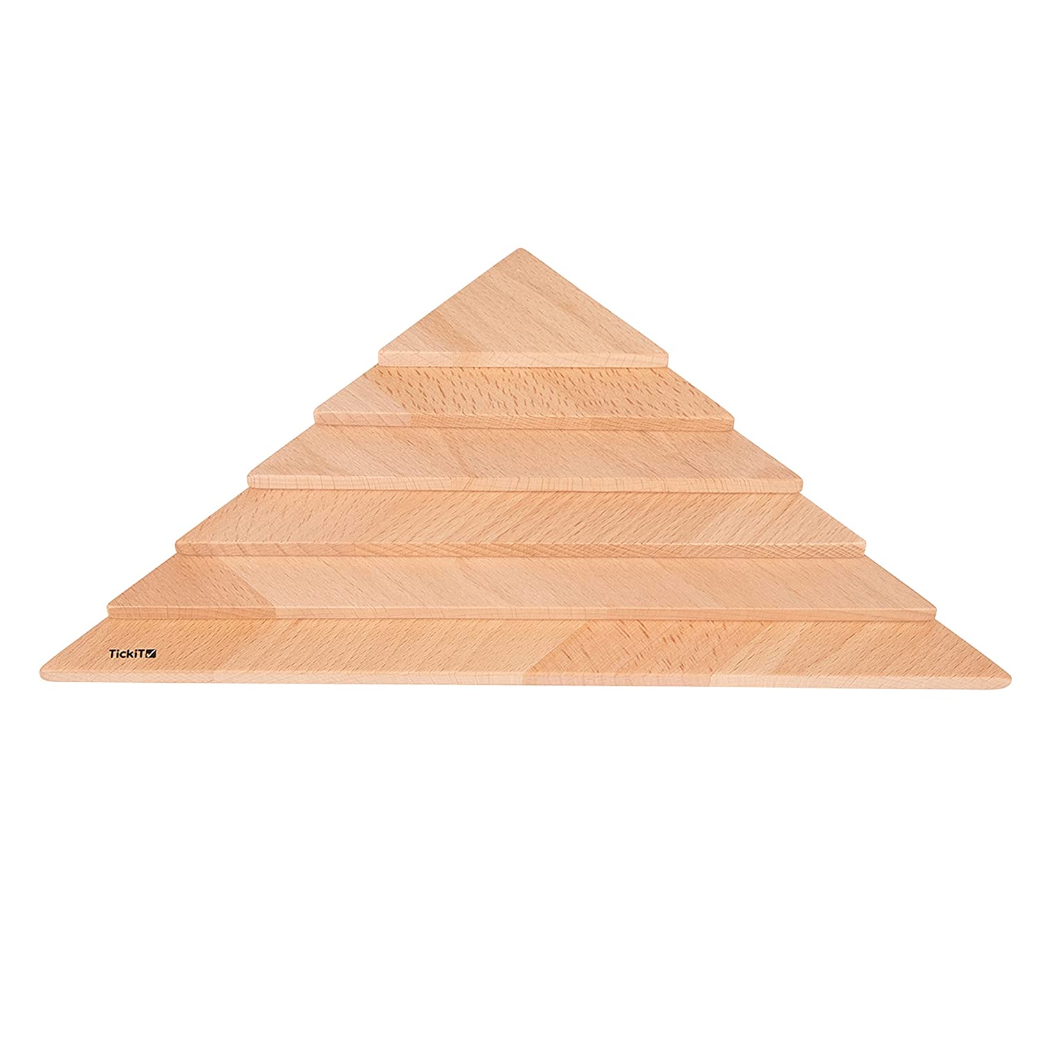 TickiT Natural Architect Panels - Triangles - Set of 6 - Build and Stack - Open-ended Play for Kids - Wooden Toys for Toddlers and Preschoolers