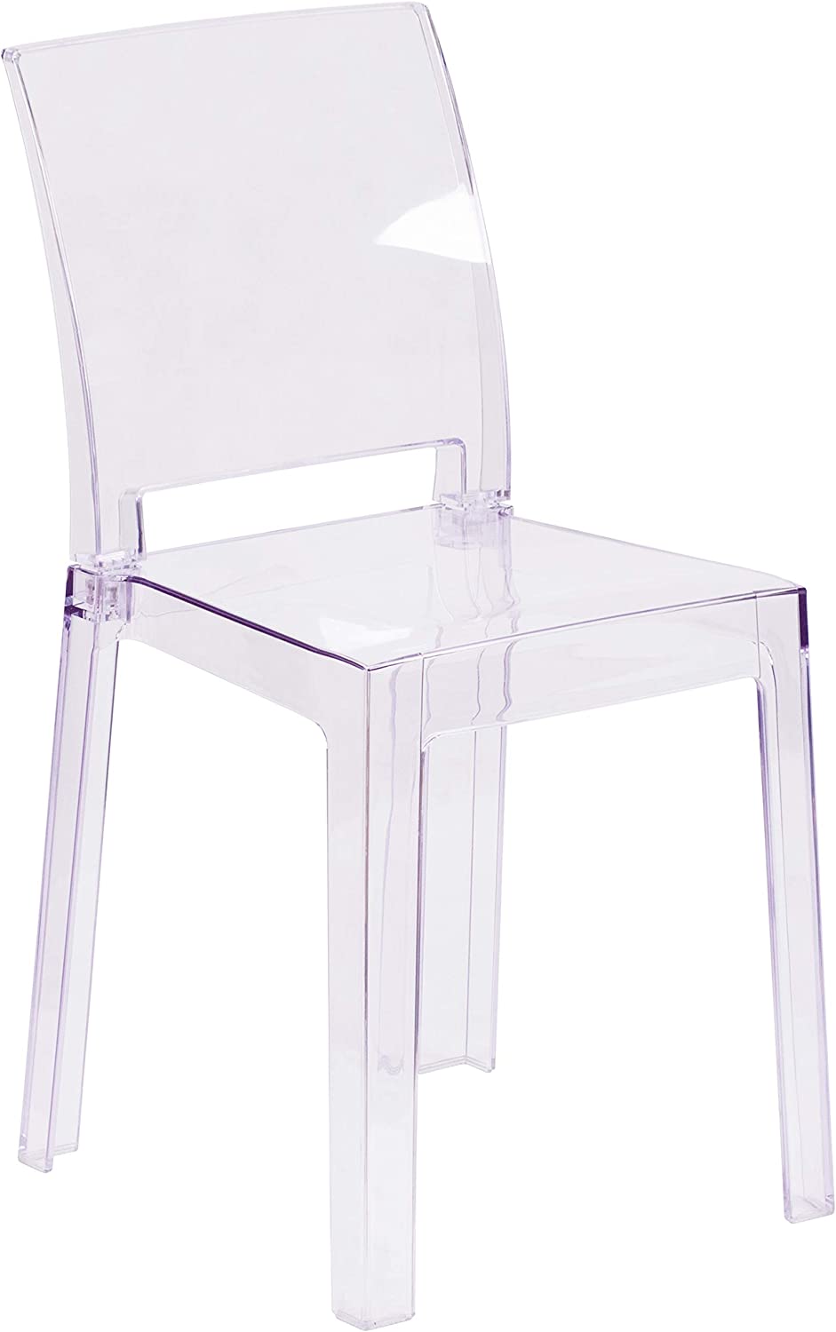 Flash Furniture Ghost Chair with Square Back in Transparent Crystal