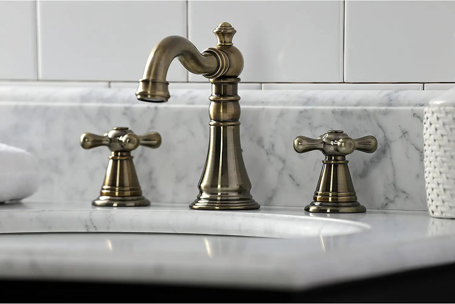 Kingston Brass FSC19733AAX American Classic Widespread Bathroom Faucet, Antique Brass