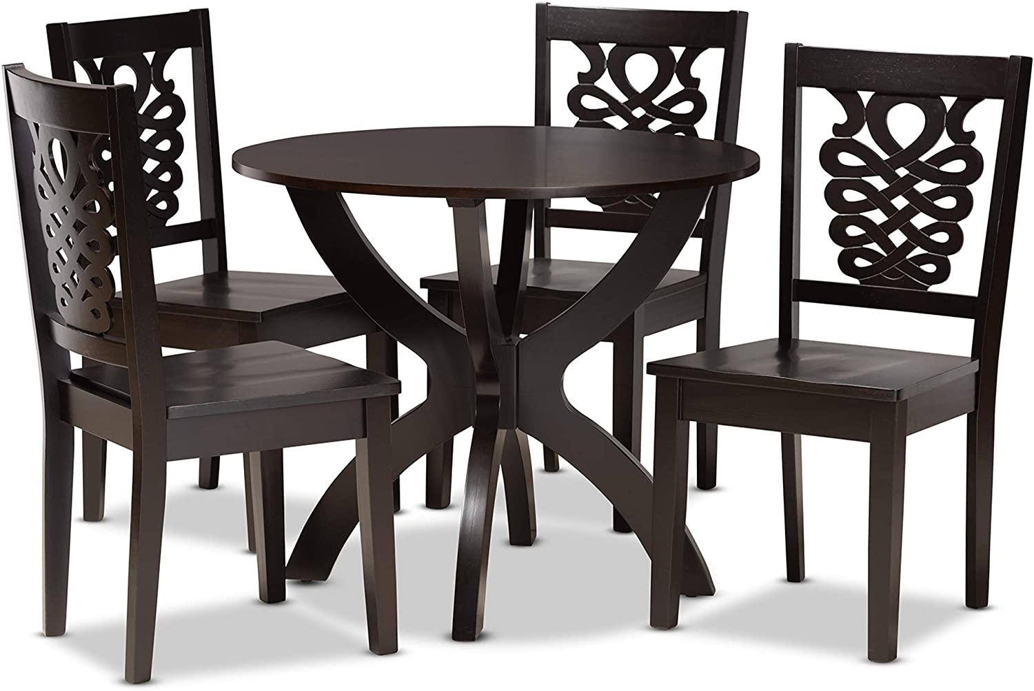 Baxton Studio Wanda Modern and Contemporary Transitional Dark Brown Finished Wood 5-Piece Dining Set