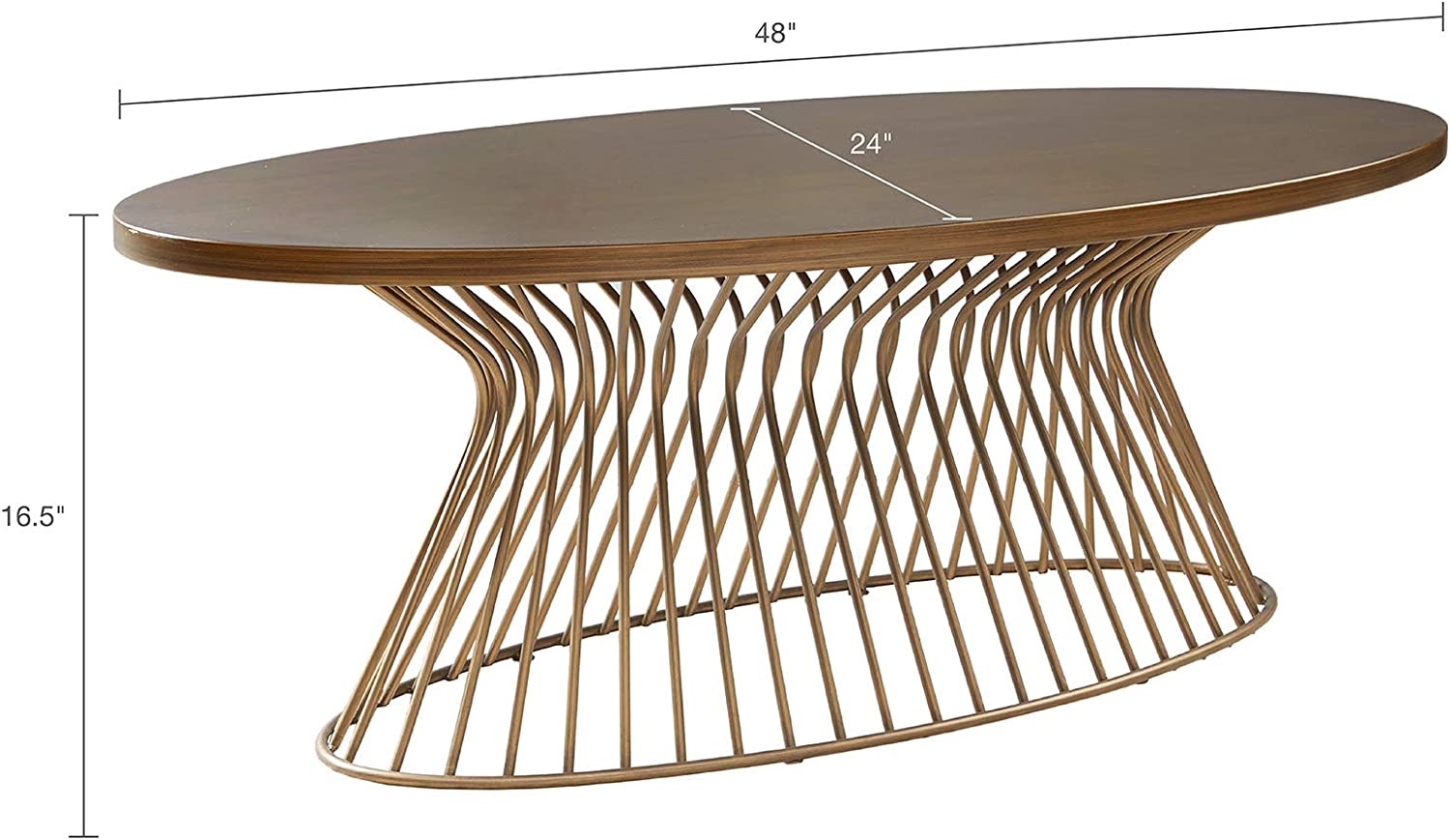 Madison Park Mercer Accent Metal Wired Frame Hour Glass Shaped Retro Design Mid-Century Modern Style Coffee Table, 48 Inch Wide, Bronze