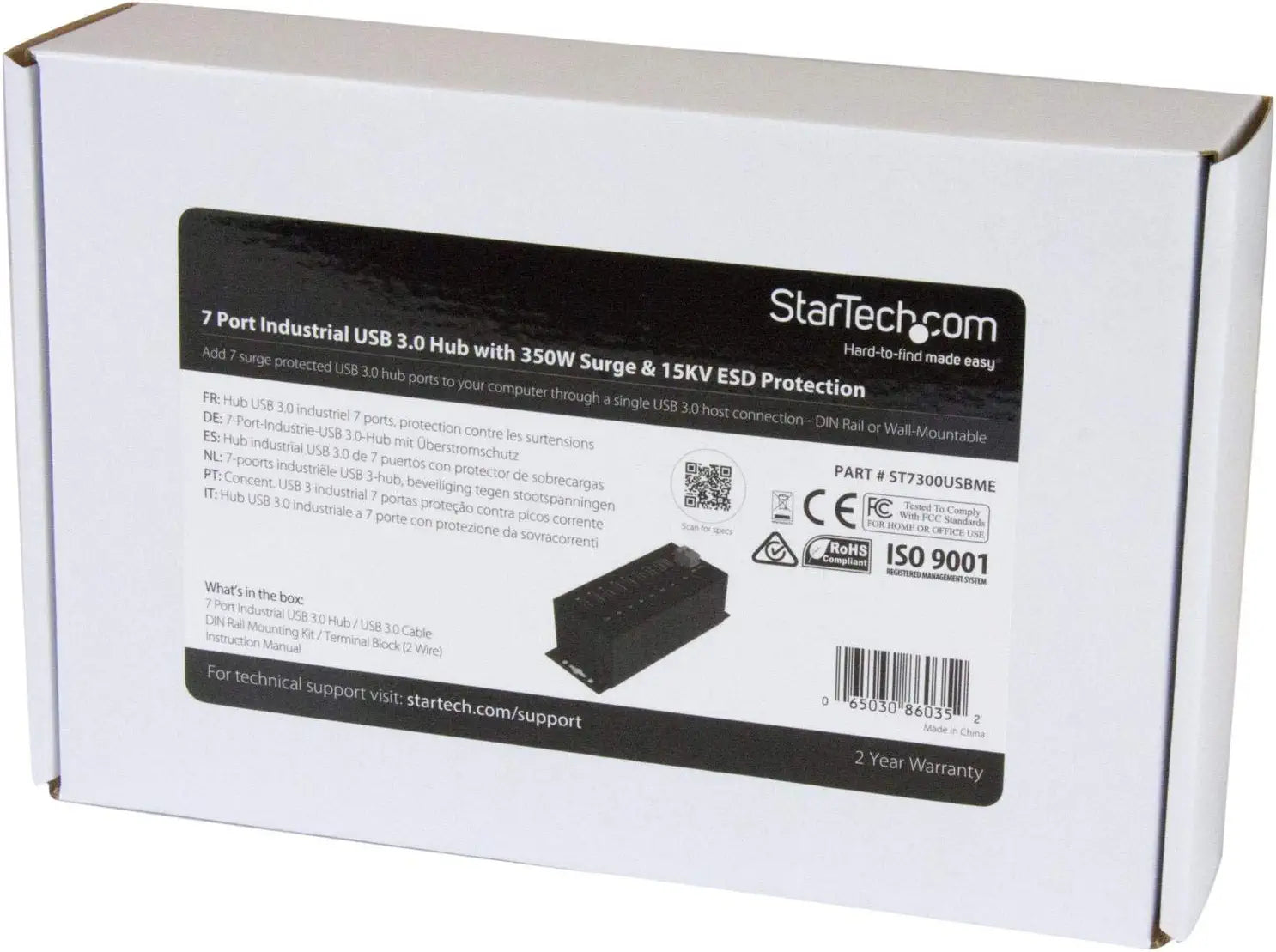StarTech.com 10-Port USB 3.0 Hub - Metal Industrial USB-A Hub with ESD &amp; Surge Protection - Din Rail, Wall or Desk Mountable - TAA Compliant USB Expander Hub (ST1030USBM)
