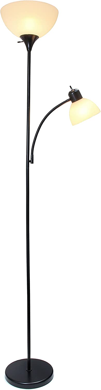 Simple Designs LF2000-BLK Mother-Daughter Floor Lamp with Reading Light, Black